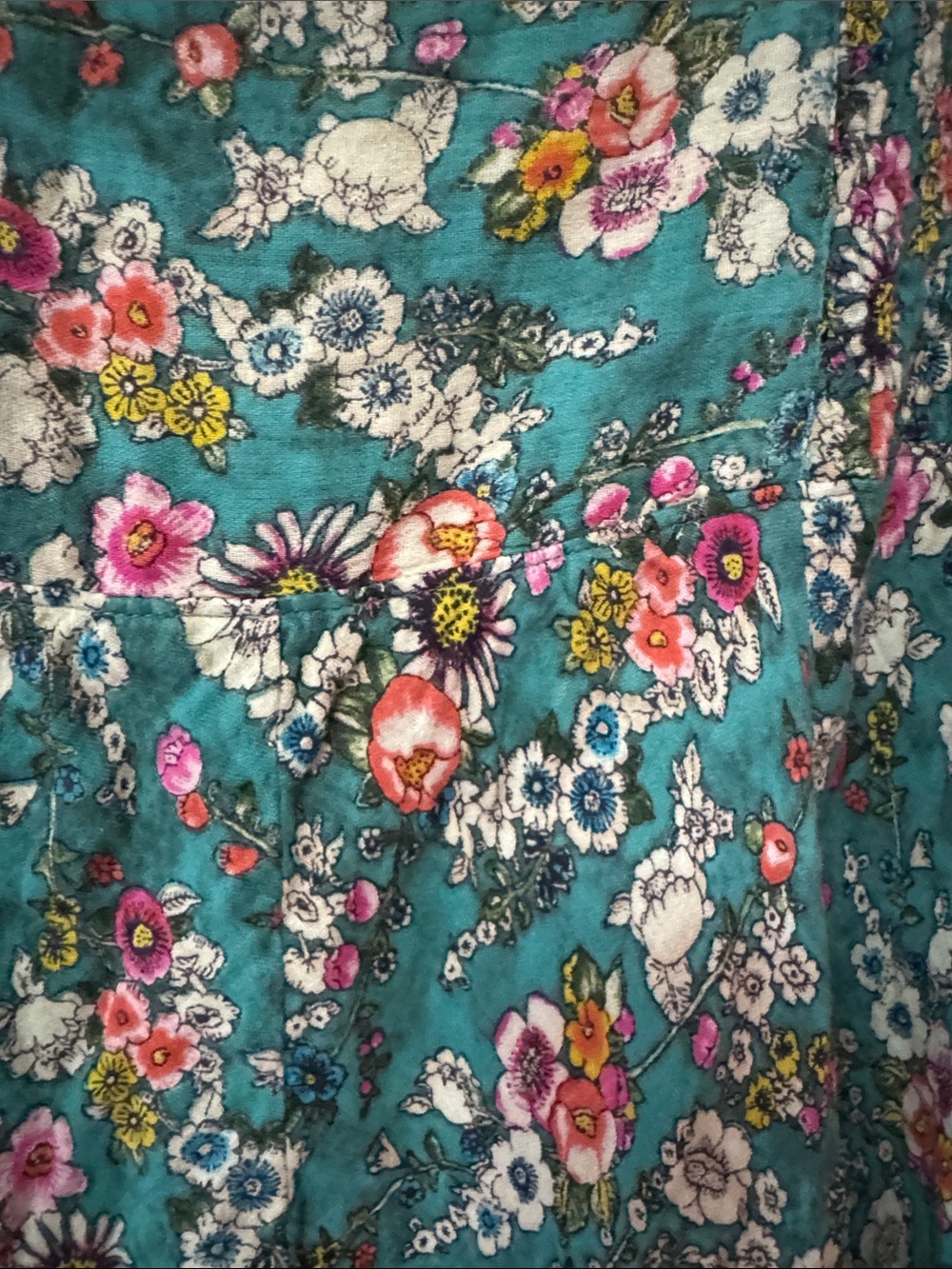 Natural Life Women's Green Floral Handkerchief Hem Skirt 100% Cotton - Picture 9 of 11